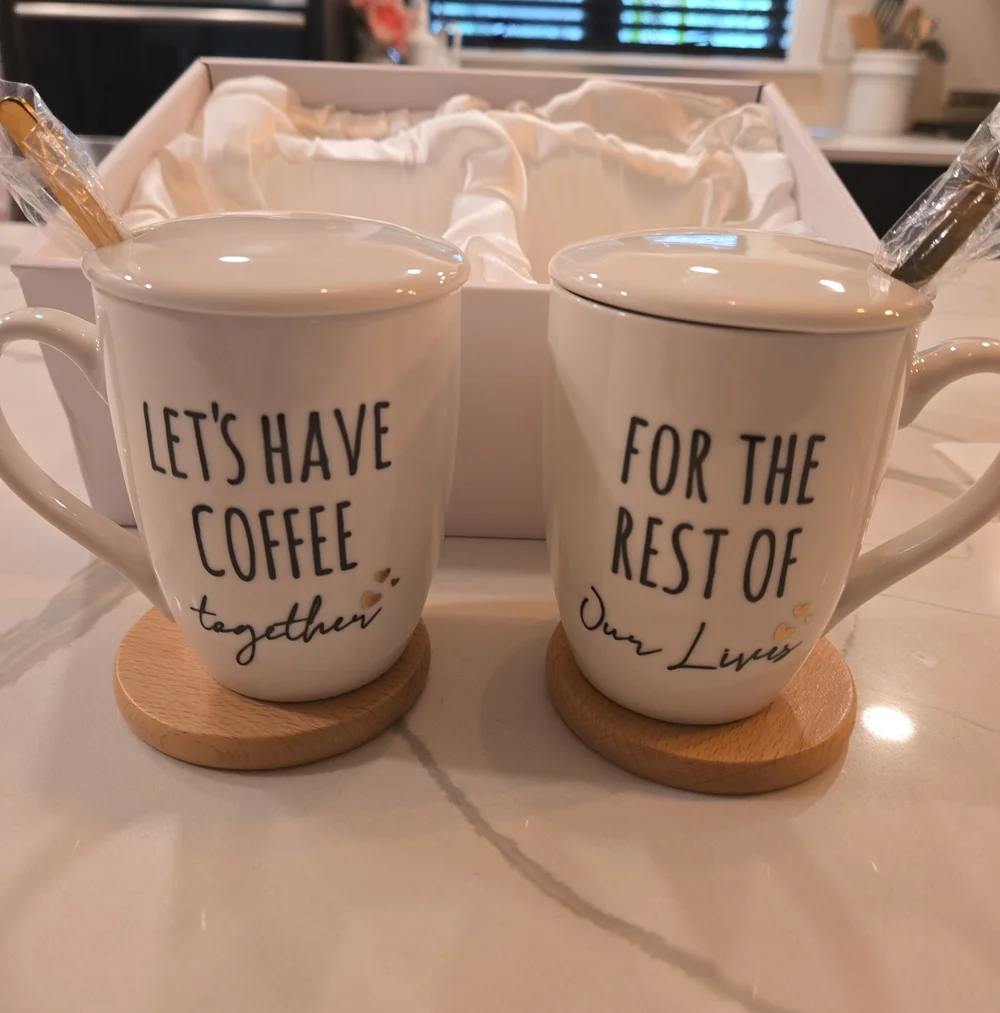 New In Box AW Bridal Egagement Wedding Gift Coffee Mug Set